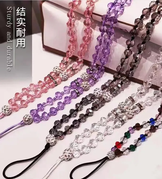 时尚手机链挂脖挂绳水晶链纯手工编织手机链长短挂绳结实耐用女款