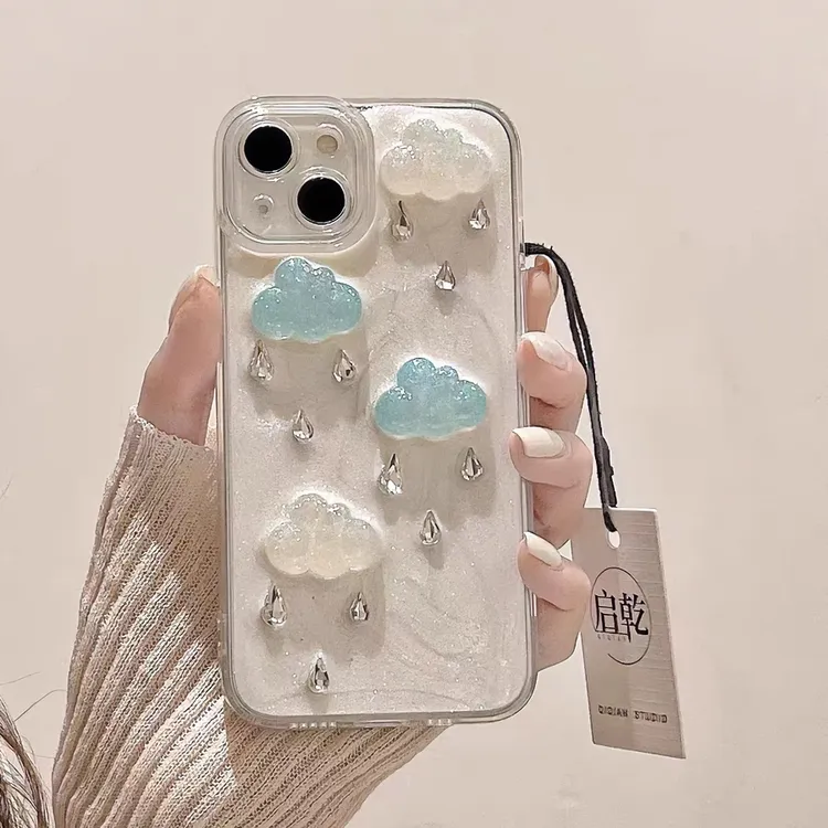 立体云朵钻石iPhone15/14手机壳适用苹果13promax滴胶12/11高级感