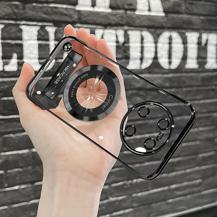 适用华为mate40E高级感超薄电镀无边框磁吸贴电镀支架手机壳