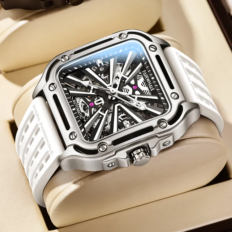 马克华菲手表男士全自动机械表时尚男表方形品质夜光防水镂空腕表商品图