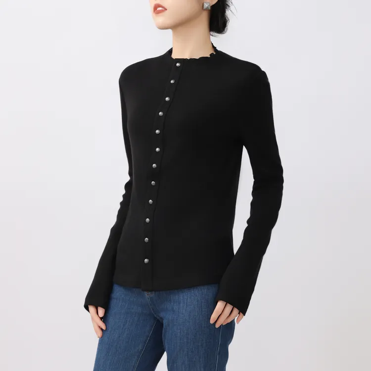 AMASS/阿玛施 时尚百搭修身打底黑色显瘦气质针织衫5301016