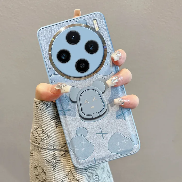 适用vivox100手机壳x100pro新款高级感带支架女x100s曲屏全包防摔