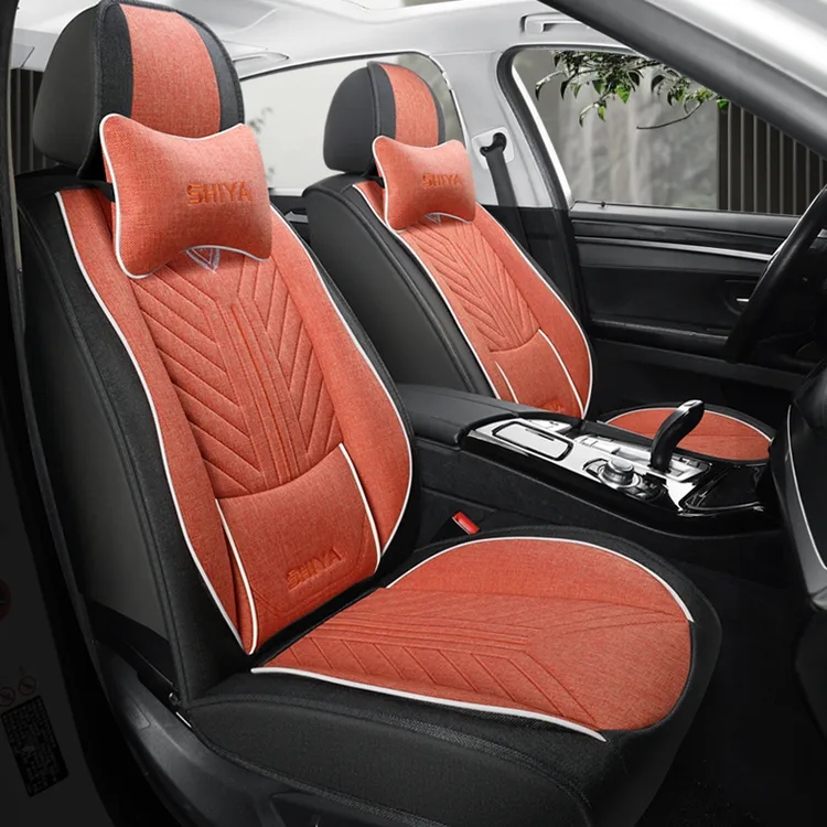 新款亚麻汽车坐垫全包五座四季通用坐垫座椅套布艺座套专用座垫