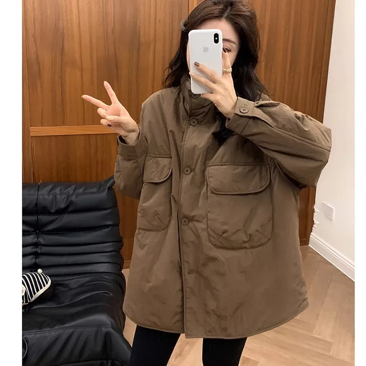 棉衣外套女秋冬新款2024爆款欧货宽松休闲夹棉加厚中长款棉服上衣