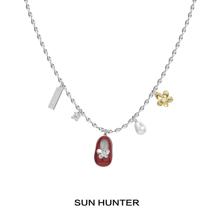 铜合金项链 三横SUN HUNTER「漫步」原创大头鞋挂饰项链复古锁骨链