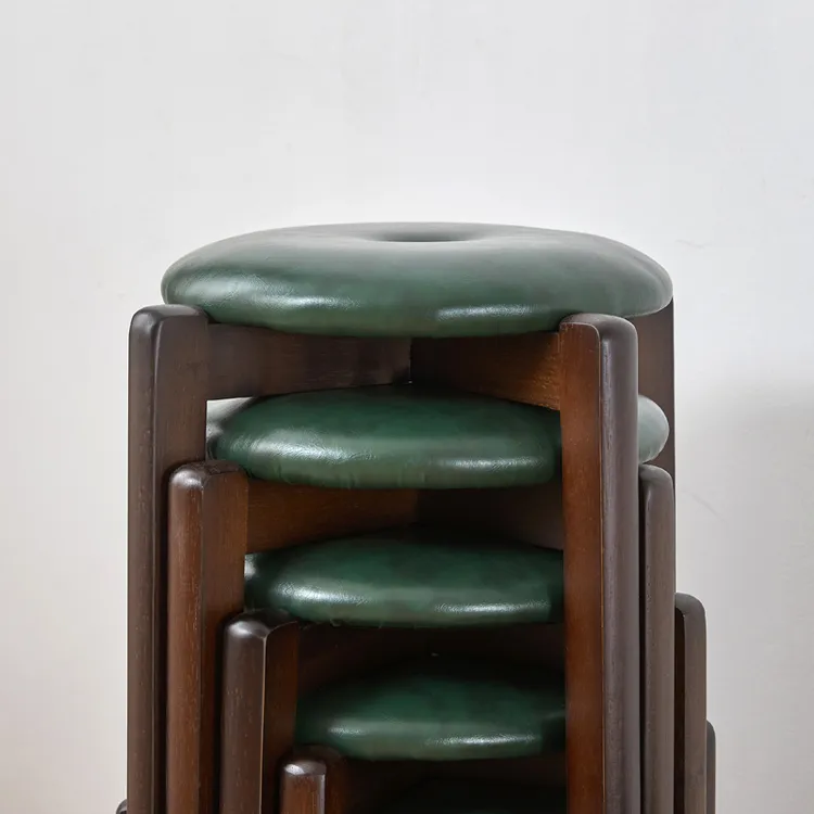 实木家具家用可叠软包凳梳妆餐桌凳耐用客厅经济型叠放简约凳子