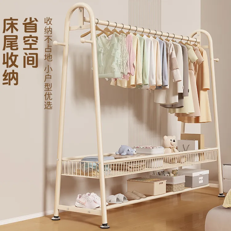 落地家用宿舍衣帽架挂衣架床尾置物房间晾衣架简约阳台简易衣架子
