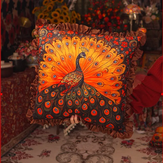 欧式复古华丽动物水晶绒抱枕卧室客厅沙发靠垫装饰汽车腰枕靠枕