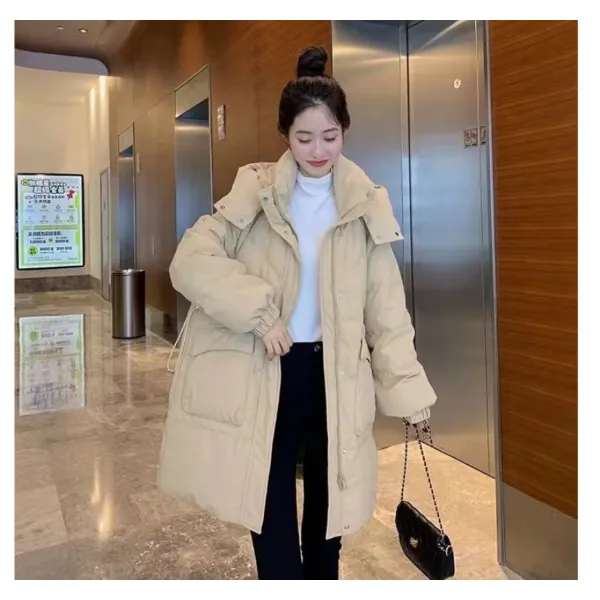 棉服女冬季外套中长款加厚棉袄2023年新款连帽棉衣时尚韩版保暖
