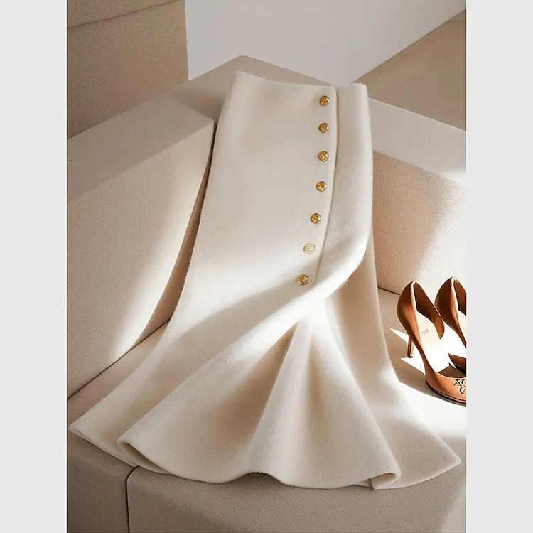 冬款半身裙新款流行气质韩系白色鱼尾半身裙独特遮胯显瘦针织裙女