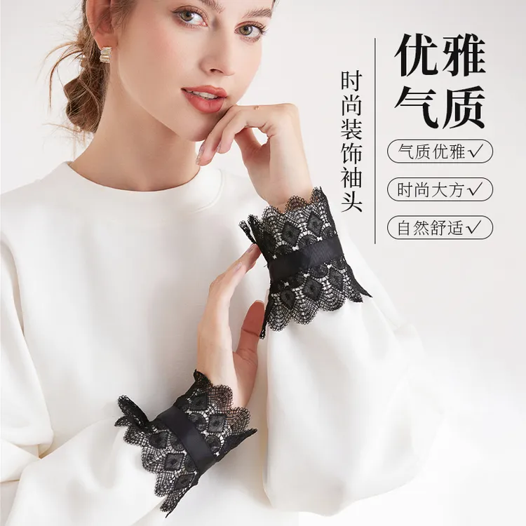 秋冬假袖口女韩版蕾丝镂空适合聚会约会搭配毛衣衬衫百搭装饰手套