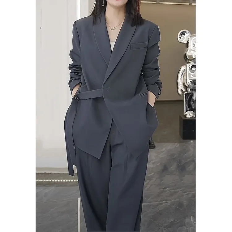2025新款大码女装西装套装胖mm宽松西服外套休闲阔腿裤显瘦两件套