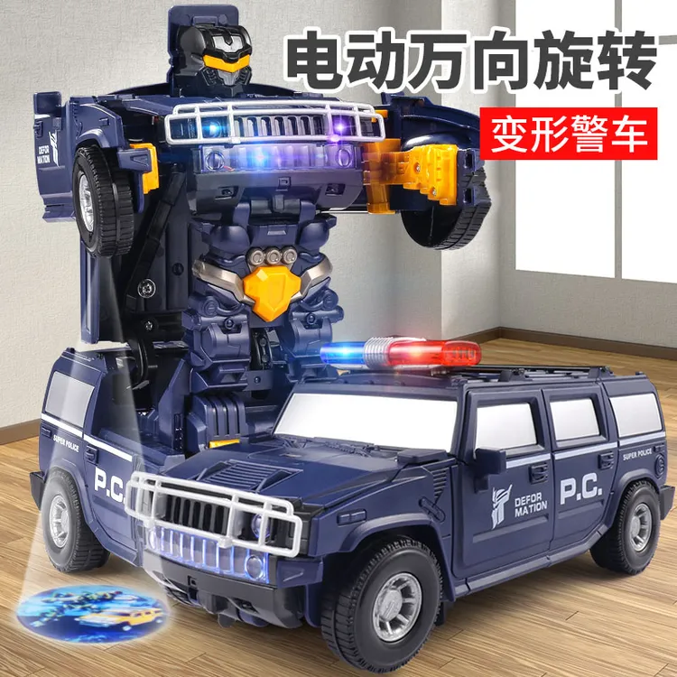 电动跳舞变形旋转车万向警车儿童男孩女孩小汽车小孩玩具宝宝趣味
