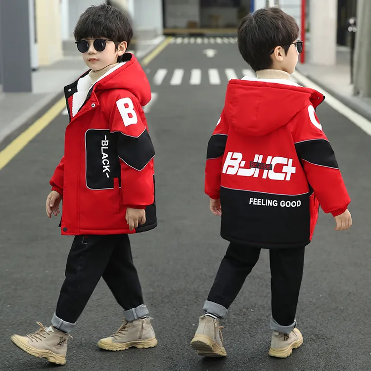 男童外套2025新款男孩3-14岁冬款加绒加厚洋气中长款冬季派克服潮