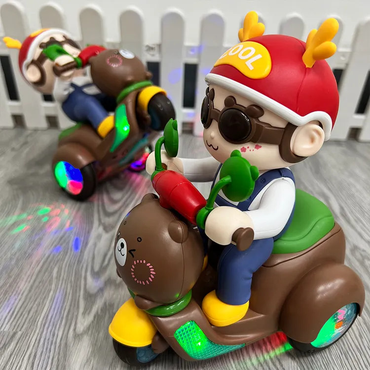 儿童特技摩托车宝宝男女孩灯光音乐益智电动三轮车玩具1一2-3周岁