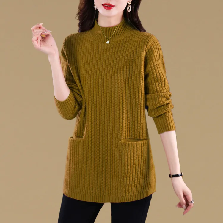 【老板娘推荐】时尚洋气大码宽松加厚毛衣女中长款胖mm针织打底衫