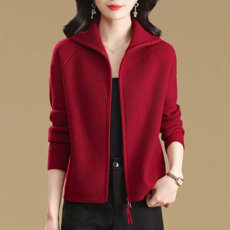 高级感超好看气质翻领毛衣短外套女秋冬时尚休闲百搭针织开衫外搭
