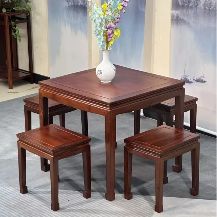 乌金木马蹄方桌简约家用餐厅四方桌吃饭桌