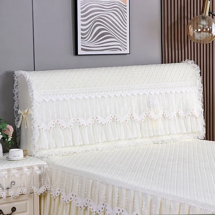 蕾丝全包加厚加棉床头防尘罩四季通用款遮旧硬床头防滑床头套套罩