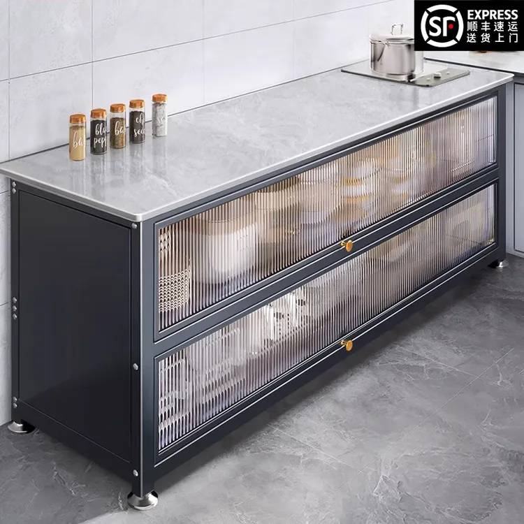 厨房置物架落地多层好物岩板收纳柜多功能切菜操作台餐边碗储物柜