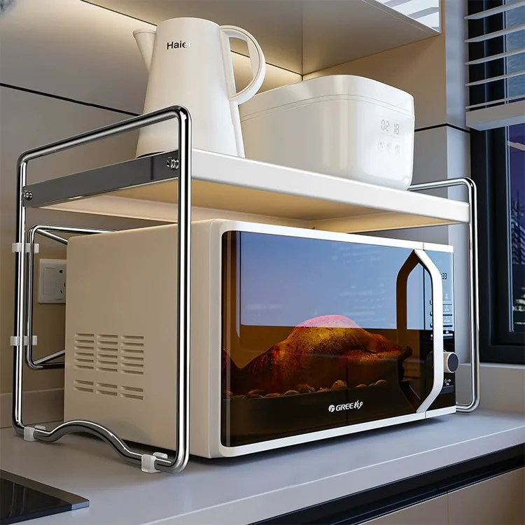 微波炉置物架厨房家用放电饭煲锅一体收纳支架多功能台面烤箱架子