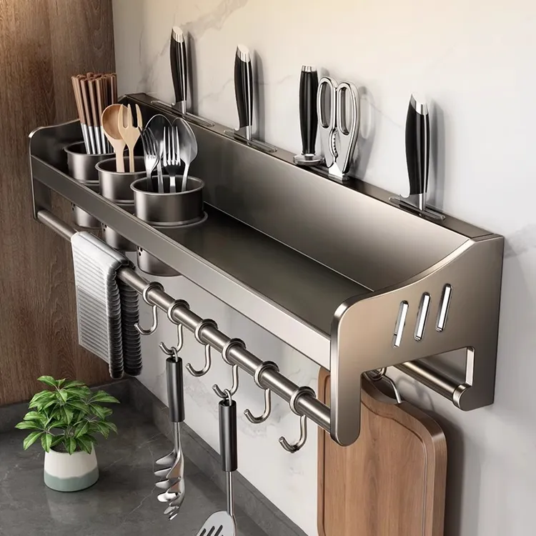 厨房置物架免打孔家用壁挂式调味料筷子刀架用品大全收纳架