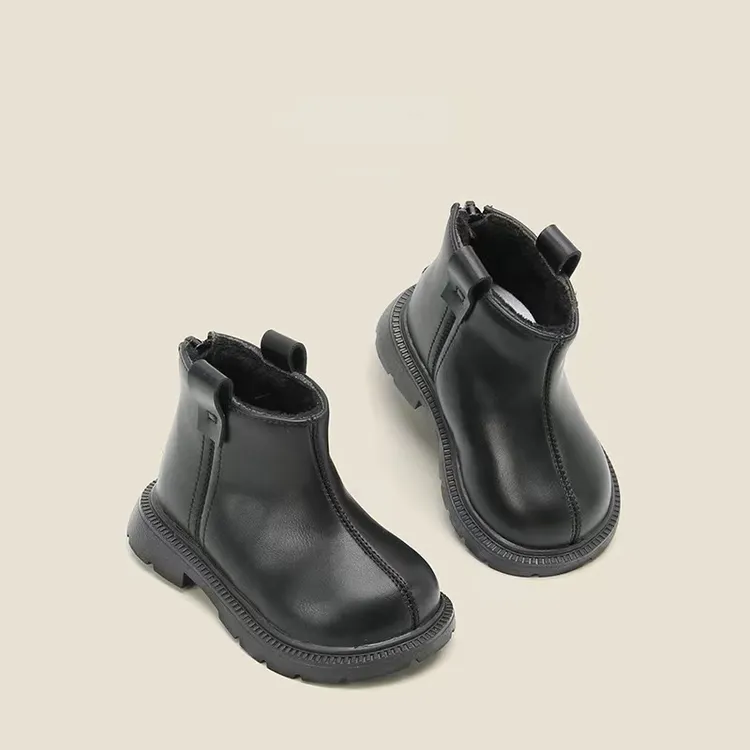 儿童软底鞋子英伦风马丁靴秋冬男童纯色皮靴婴儿宝宝学步鞋女童鞋