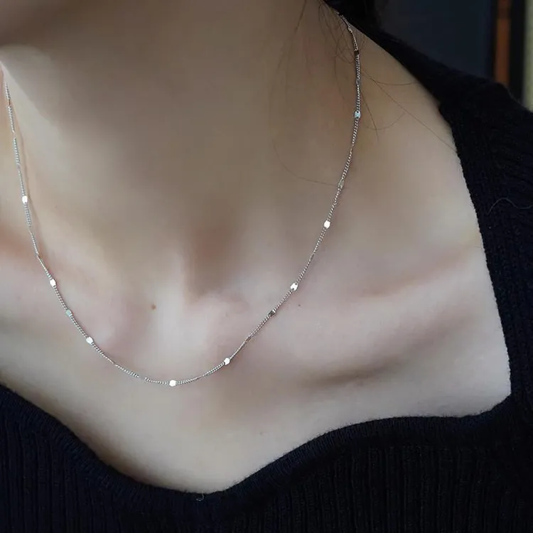 铜合金项链 满天星素链项链女夏小众轻奢高级感简约叠戴锁骨链ins