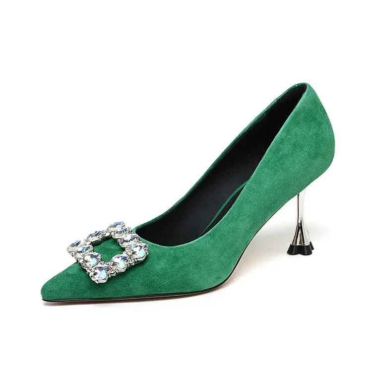 【跟高7.5CM】2025秋季爆款高跟鞋羊猄皮气质时尚细跟尖头浅口欧美