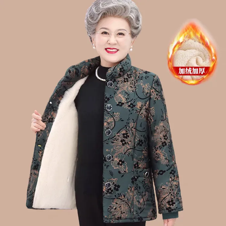 奶奶冬装中老年人女装棉衣外套加绒加厚唐装老人妈妈婆婆棉袄衣服