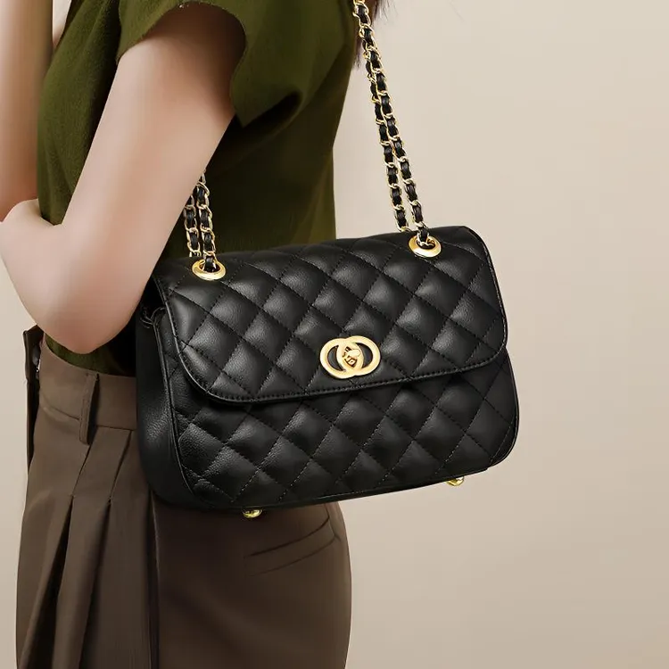 包包女式真皮爆款2024新款链条斜挎包小香风单肩菱格高级感时尚女