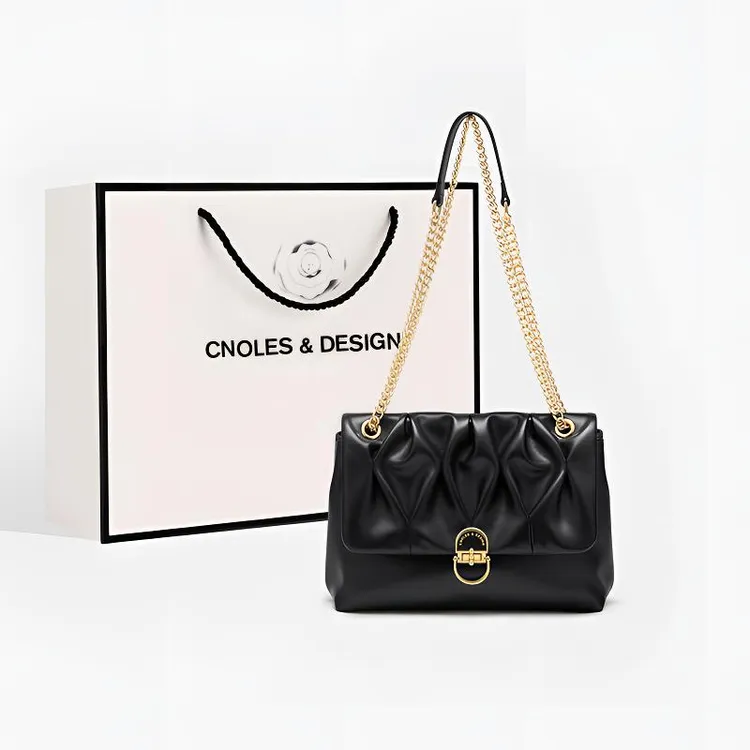 真皮斜挎包女包百搭2024新款百搭时尚高档单肩通勤包小众褶皱包包