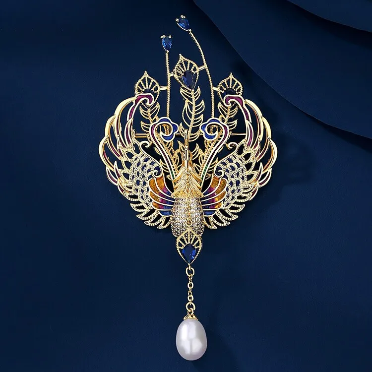 铜合金胸针 轻奢高级百搭新中式【皇彩雀】高档胸针象征高端大气商品图
