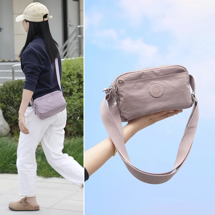 新款多层斜挎包防泼水单肩女包轻便小包休闲百搭多口袋便携尼龙包