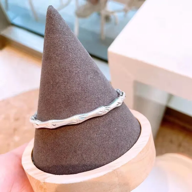 足银手镯 S5 拉萨发货 竹节开口款足银9999手镯实心26g左右带证书