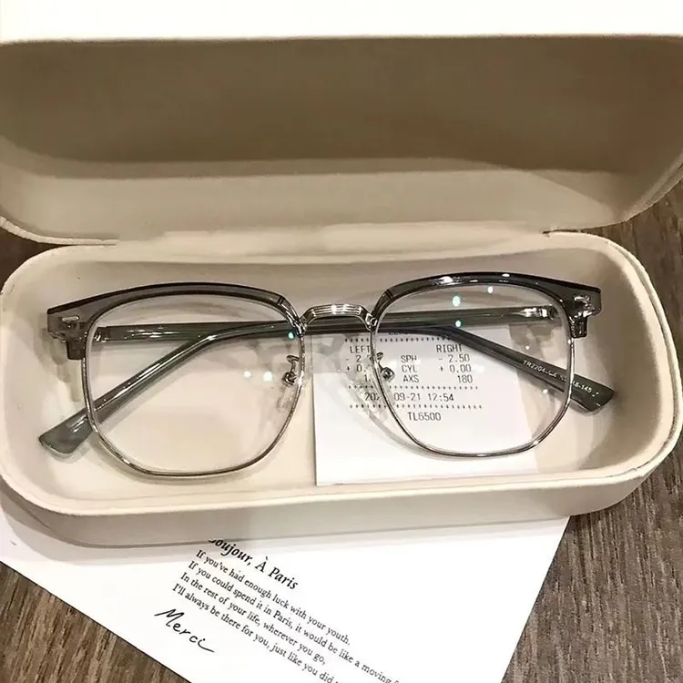 日常通勤!不挑肤色复古轻眉线半框可配度数潮近视眼镜框女平光