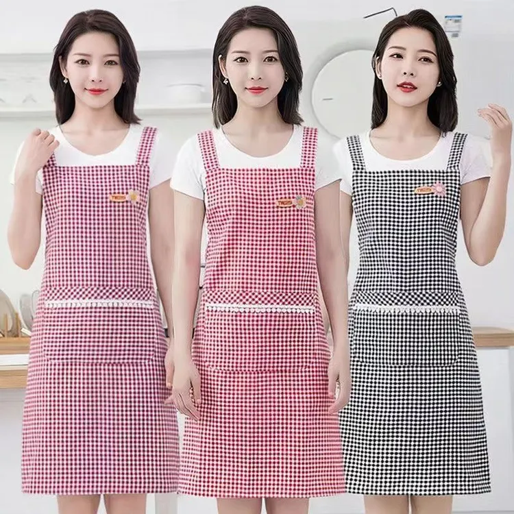 韩版家用棉布薄款成人上班围腰防油污透气耐脏女士可爱时尚工作服