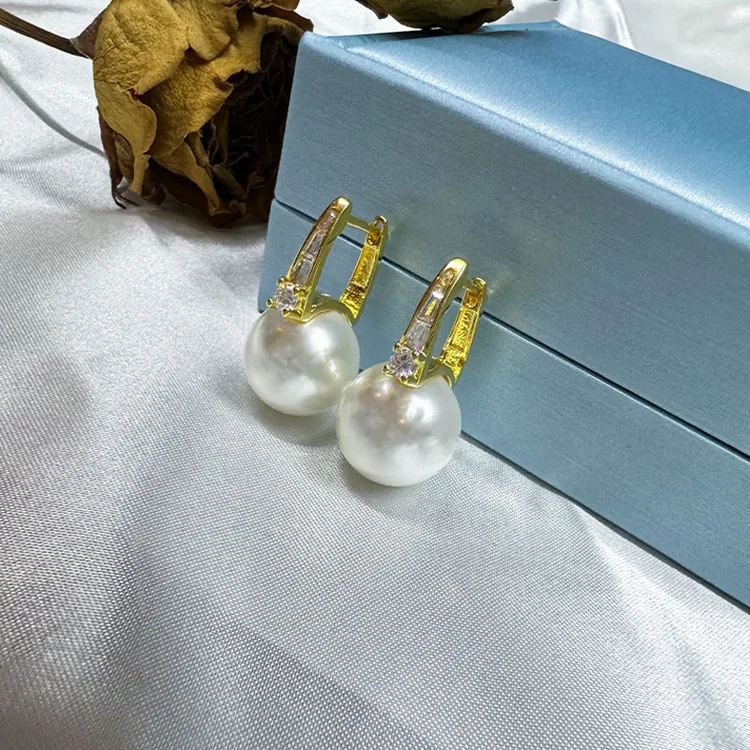 合金贝壳耳饰 【明珠专享】14mm轻奢优雅高贵款月光白耳扣（E014）