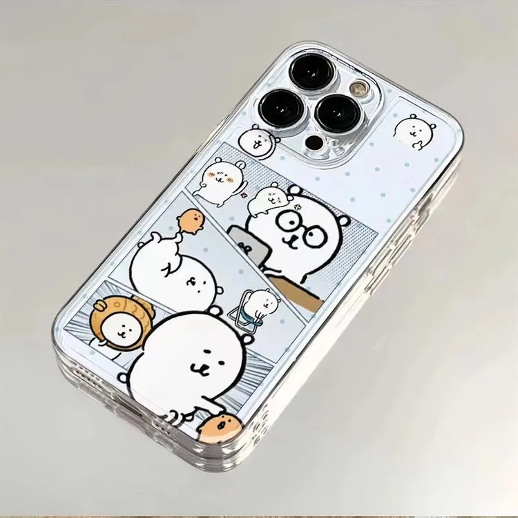 自嘲熊插图适用iPhone16手机壳简约安卓保护透明ins防摔高级少女