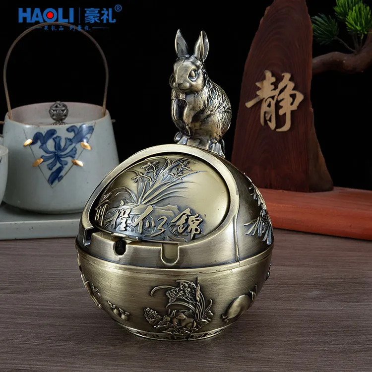 复古十二生肖烟灰缸家用客厅高级感创意个性男松弛感送礼防风烟缸