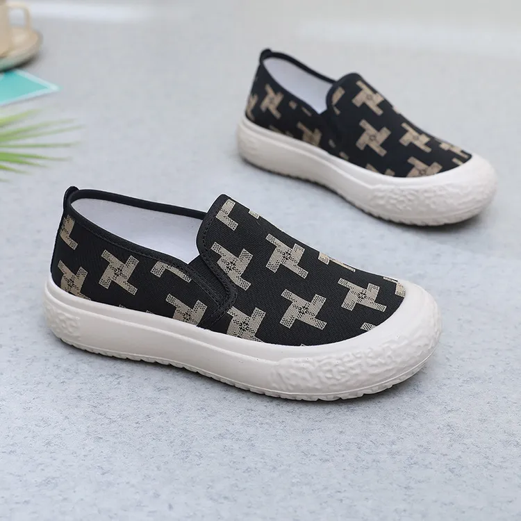 2024春秋新款韩版时尚百搭帆布鞋校园风厚底一脚蹬懒人潮鞋学生鞋