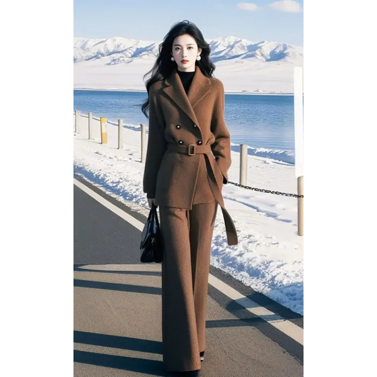 高级休闲套装秋冬新款入秋整套网红洋气炸街女装外套针织女装