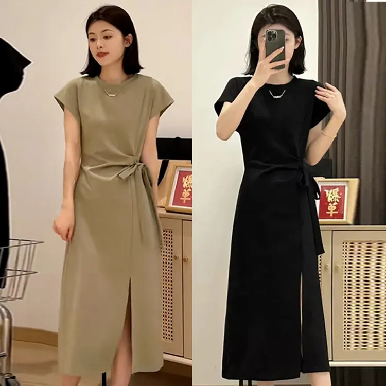 GY赫本风黑色连衣裙子女夏季2025新款法式高级感小个子长裙1113
