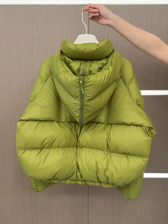 【现货】独特超好看绿色短款棉服女冬季新款高级感小个子面包服外套