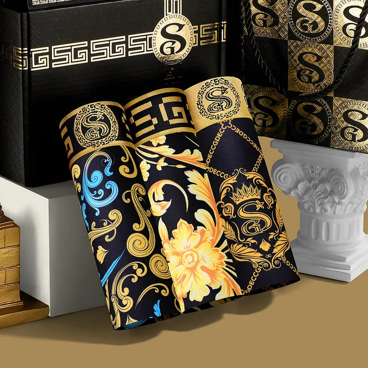 磁石透气男士内裤夏季冰丝舒适无痕青年大码时尚潮流印花温感底裤