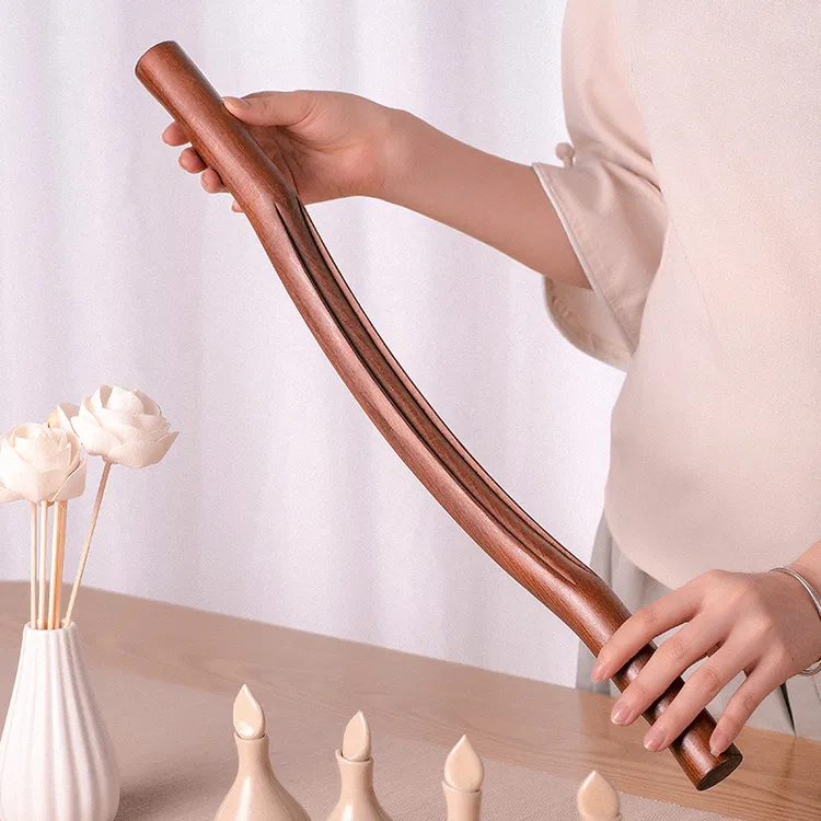 【榉木擀筋棍】高档肩颈疏经络通全身擀筋棒双开槽美容院刮痧擀筋棒