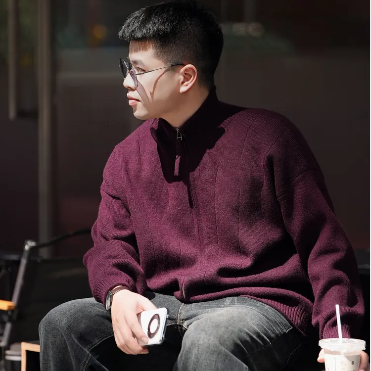 针织开衫男潮流春秋男士外套秋冬保暖立领休闲宽松百搭休闲毛衣