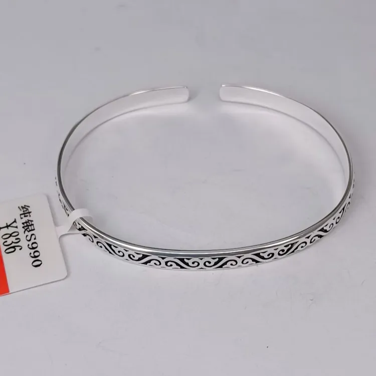 足银手镯 民族风百搭纯银手镯13克