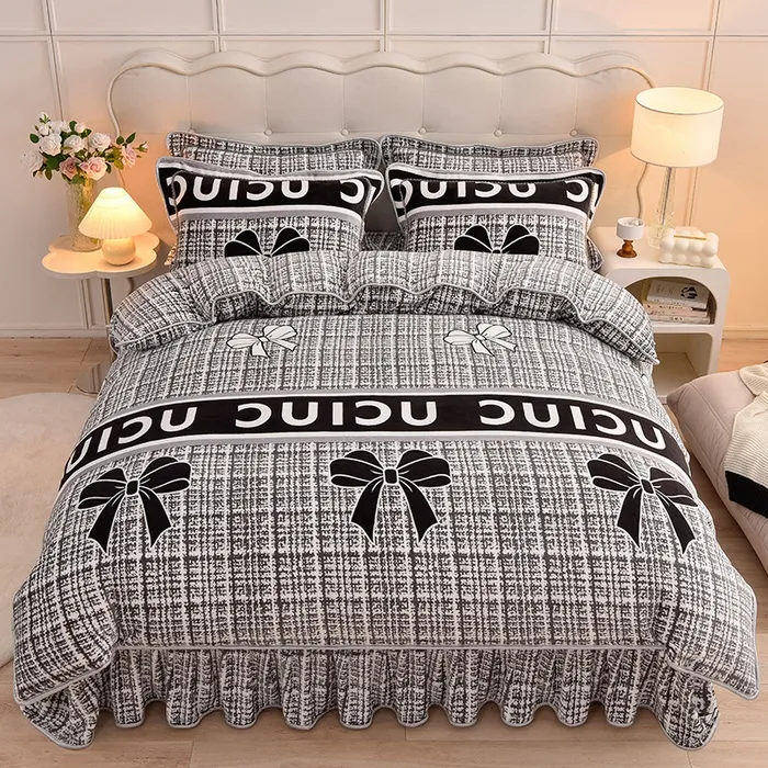 2025秋冬款防寒牛奶绒四件套床上用品加厚保暖双面绒印花加绒磨毛