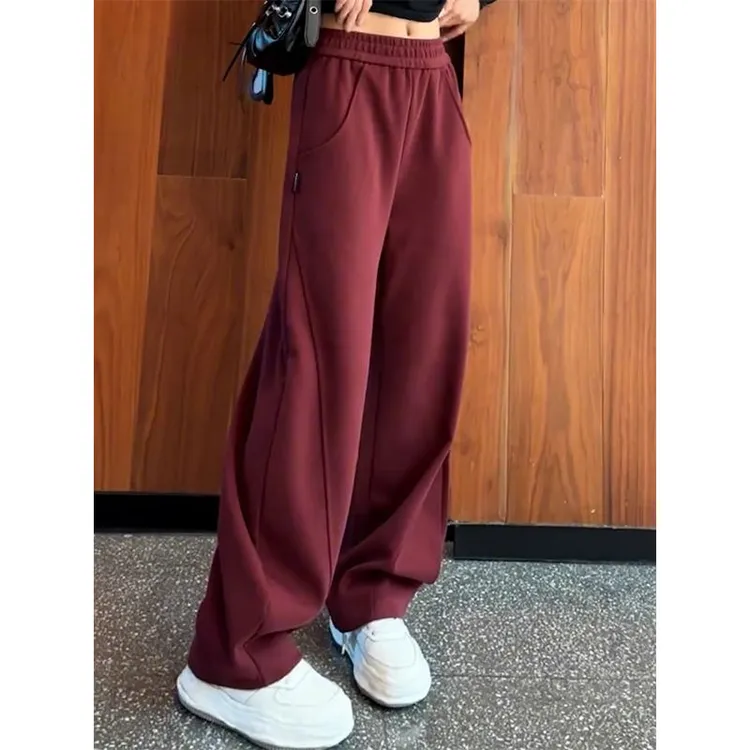 女童阔腿长裤2025新款中大童秋装百搭裤子初中生休闲直筒加绒卫裤